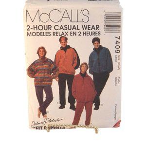 90's Unisex Jacket Top Pants Pattern McCalls 7409 Size L Palmer Pletsch UNCUT